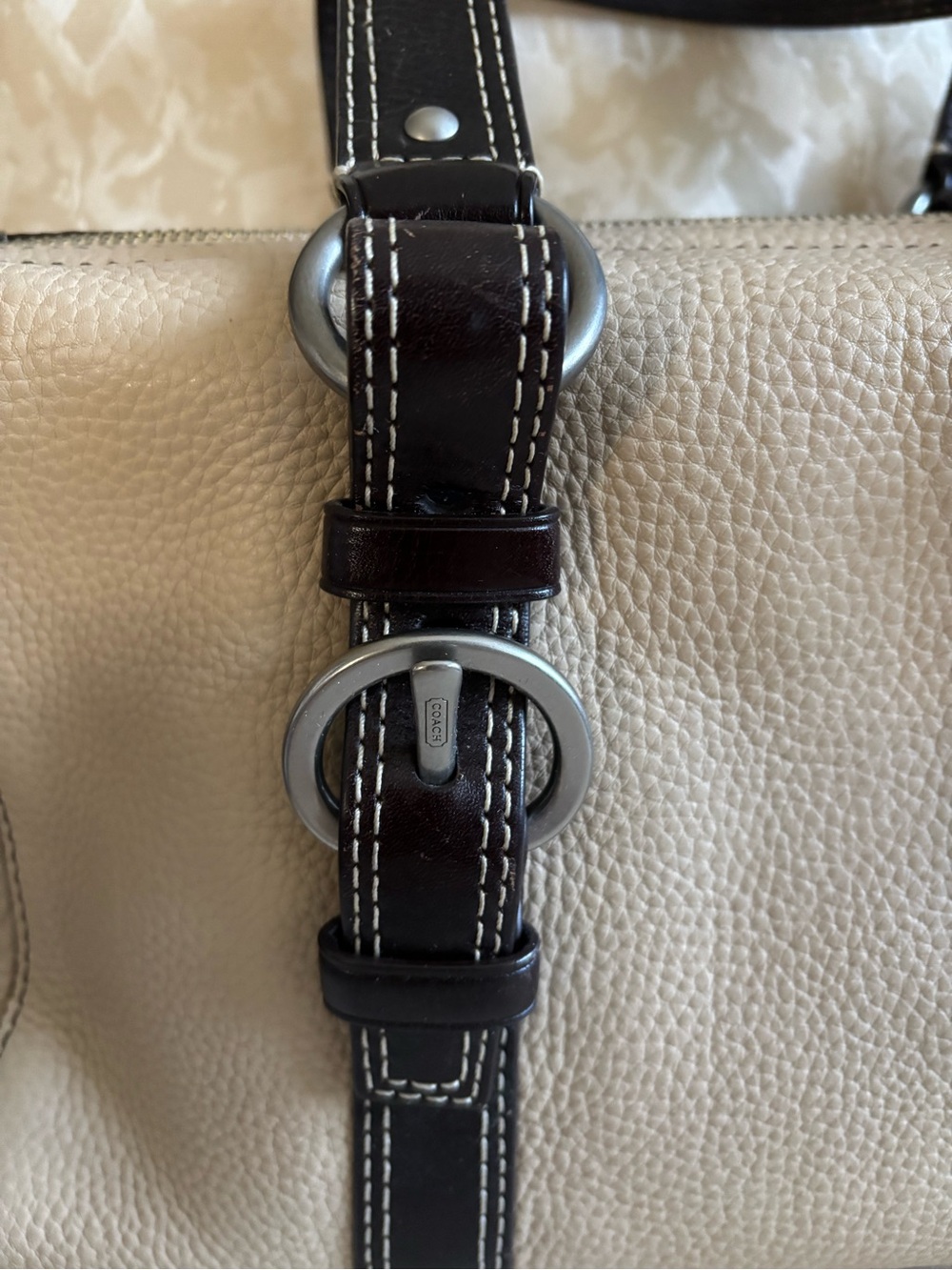 COACH CHELSEA BEIGE PEBBLED LEATHER SATCHEL SHOULDER BAG - Picture 10 of 12